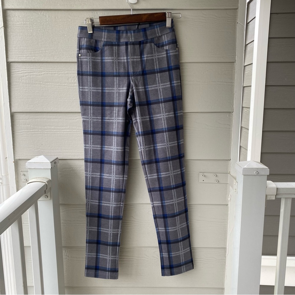 Chaser Plaid Gray and Blue Leggings